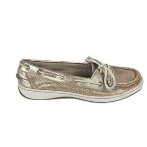 Coach Richelle Gold Glitter Boat Shoe Sneakers Women's Size 7.5 Designer